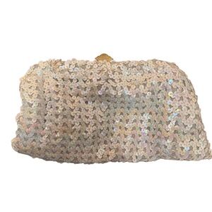 Sequin Clutch Purse - Champagne with Gold Interior